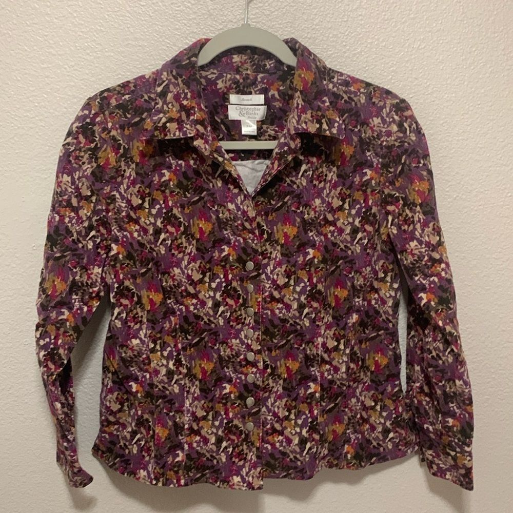 Christopher & Banks Women’s Petite Suit Jacket Size MP Purple/Pink